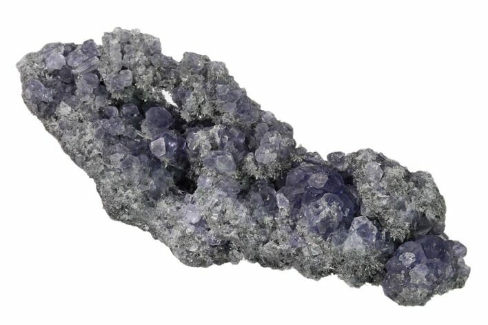 Purple Cuboctahedral Fluorite Crystals on Quartz - China #161830